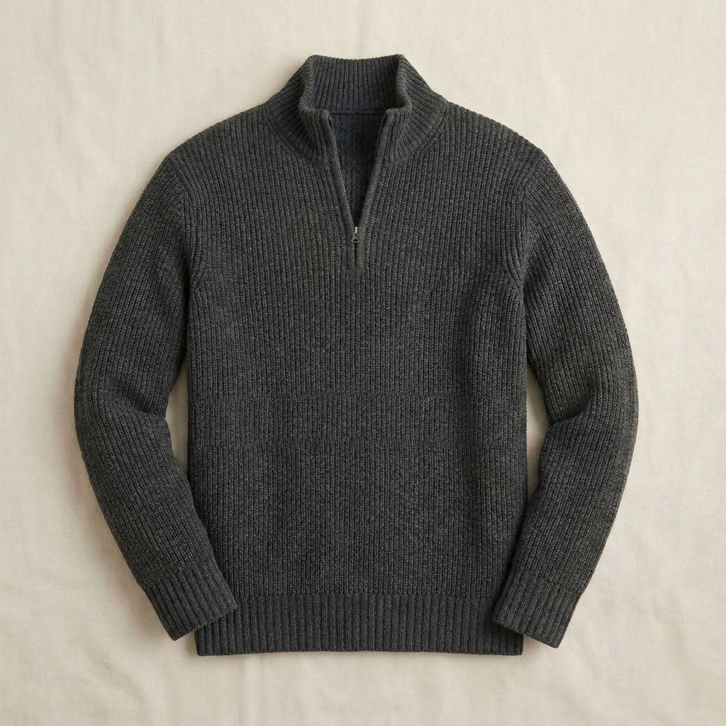 Highland Chunky Ribbed Quarter-Zip Sweater