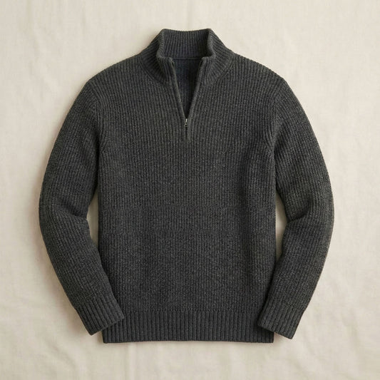 Highland Chunky Ribbed Quarter-Zip Sweater
